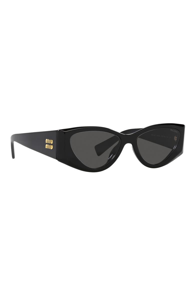 54mm Angular Cat Eye Sunglasses, Alternate, color, BLACK