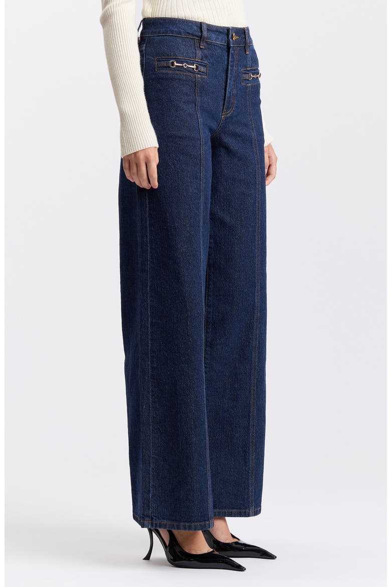 Hardware Detail High Waist Flare Jeans, Alternate, color, DARK RINSE WASH