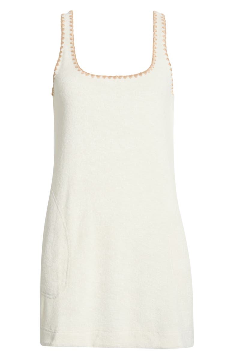 Marine Layer Whipstitch Detail French Terry Shift Dress, Main, color, Antique White