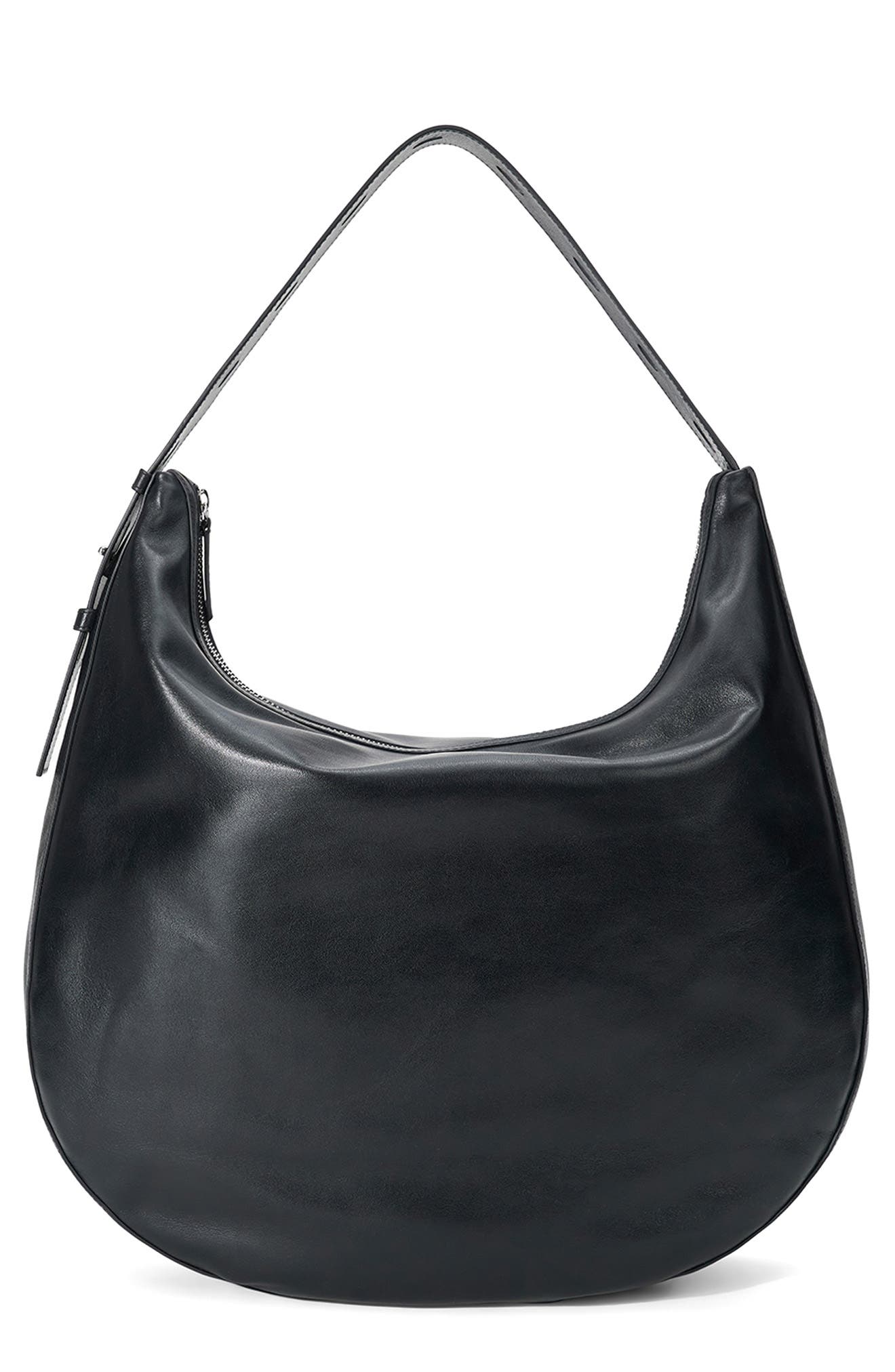 Levi Leather Hobo Bag, Main, color, BLACK