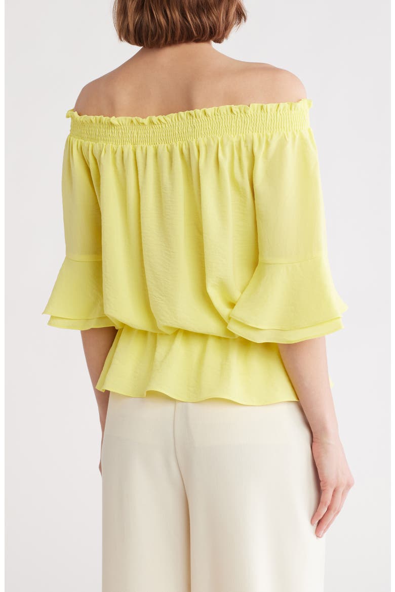 Ruffle Sleeve Peplum Top, Alternate, color, YELLOW