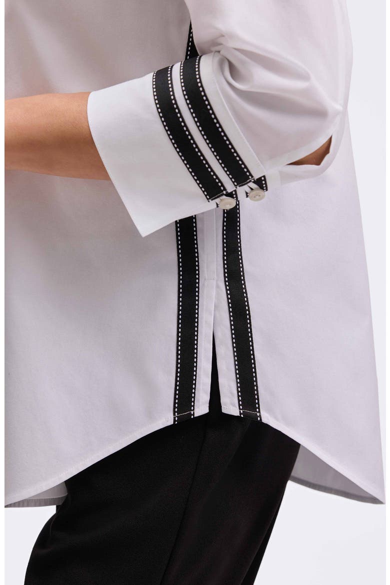 Brooke Grosgrain Trim Button-Up Shirt, Alternate, color, WHITE