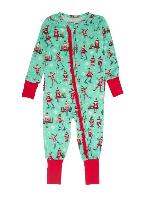 Rufflebutts Girls Softsnooze Holiday Convertible Ruffle One Piece Pajama In Multi