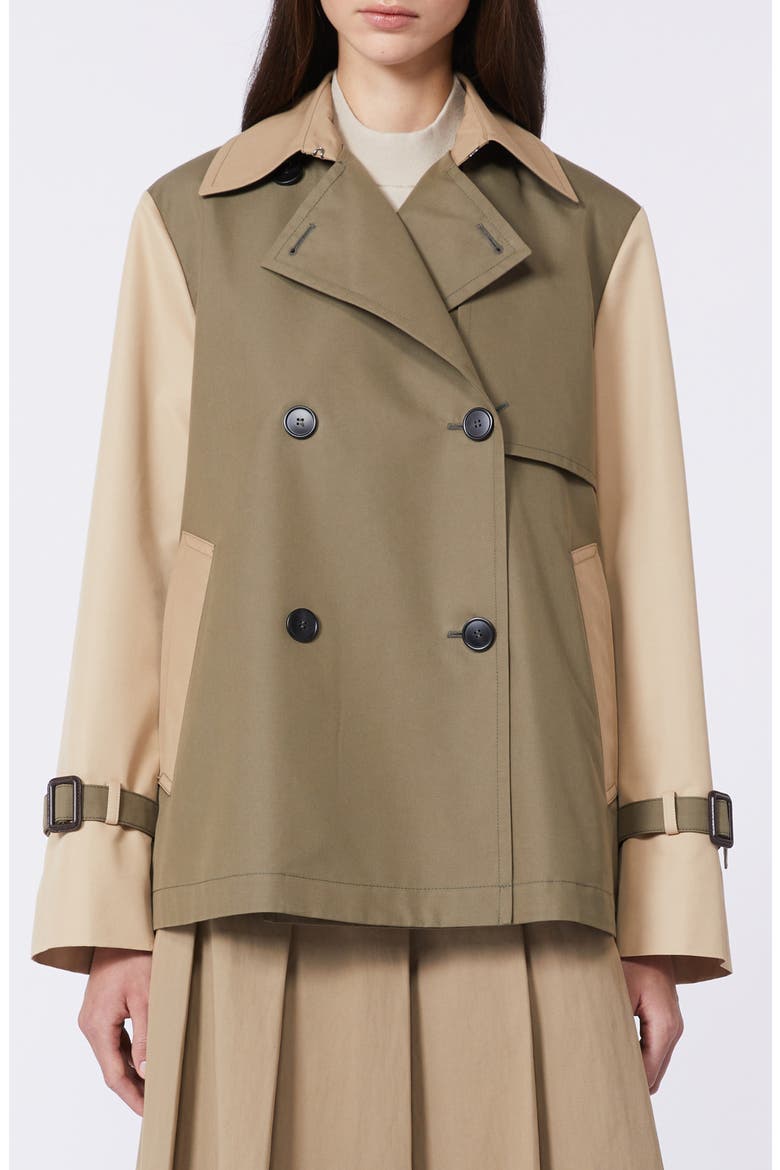 Biglia Colorblock Cotton Blend Trench Coat, Main, color, MUD