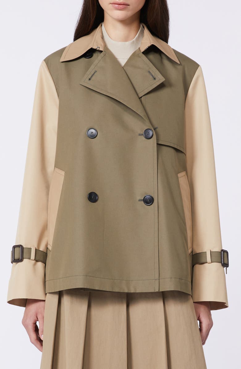 Weekend Max Mara Biglia Colorblock Cotton Blend Trench Coat, Main, color, Mud