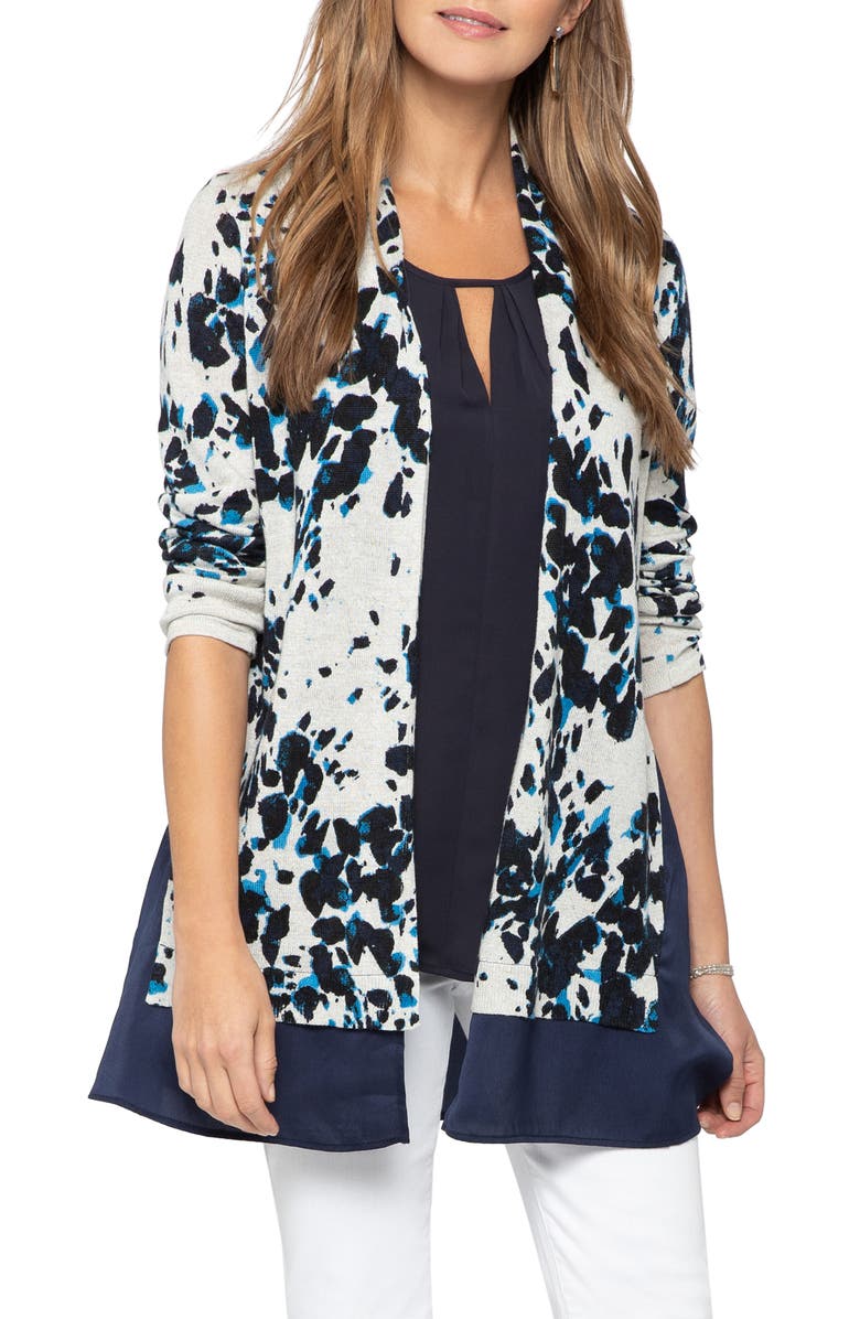 NIC+ZOE Positive Outlook Chiffon Trim Cardigan, Main, color, 