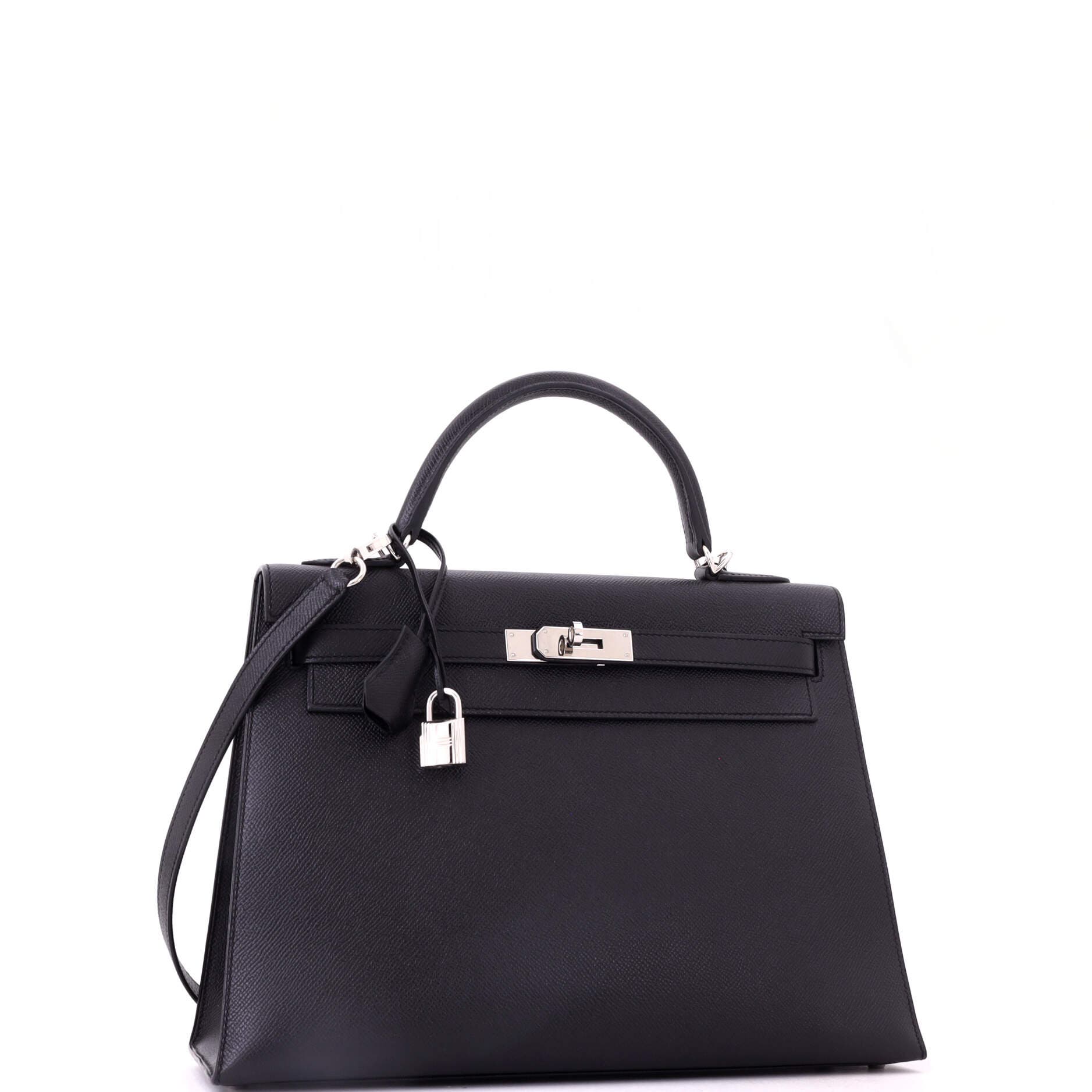 Kelly Handbag Black Epsom with Palladium Hardware 32, Alternate, color, Noir