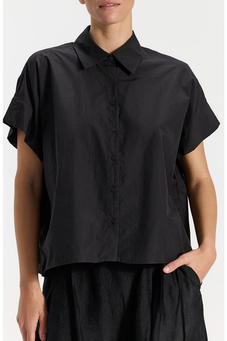 Gal Deep Black Relaxed Button-down Shirt, Main, color, Black