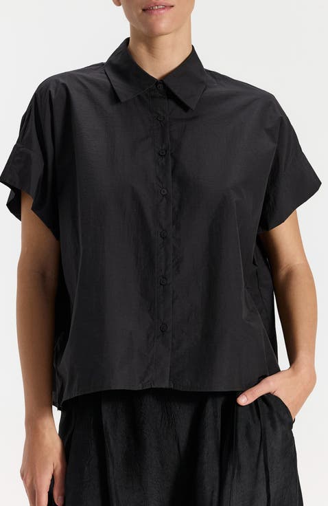 Gal Deep Black Relaxed Button-down Shirt