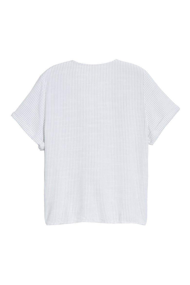 Stripe V-Neck Top, Alternate, color, WHITE- BLUE VIS STRIPE