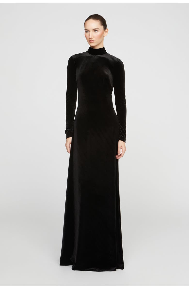 HALSTON Kaia Velvet Gown, Alternate, color, Black