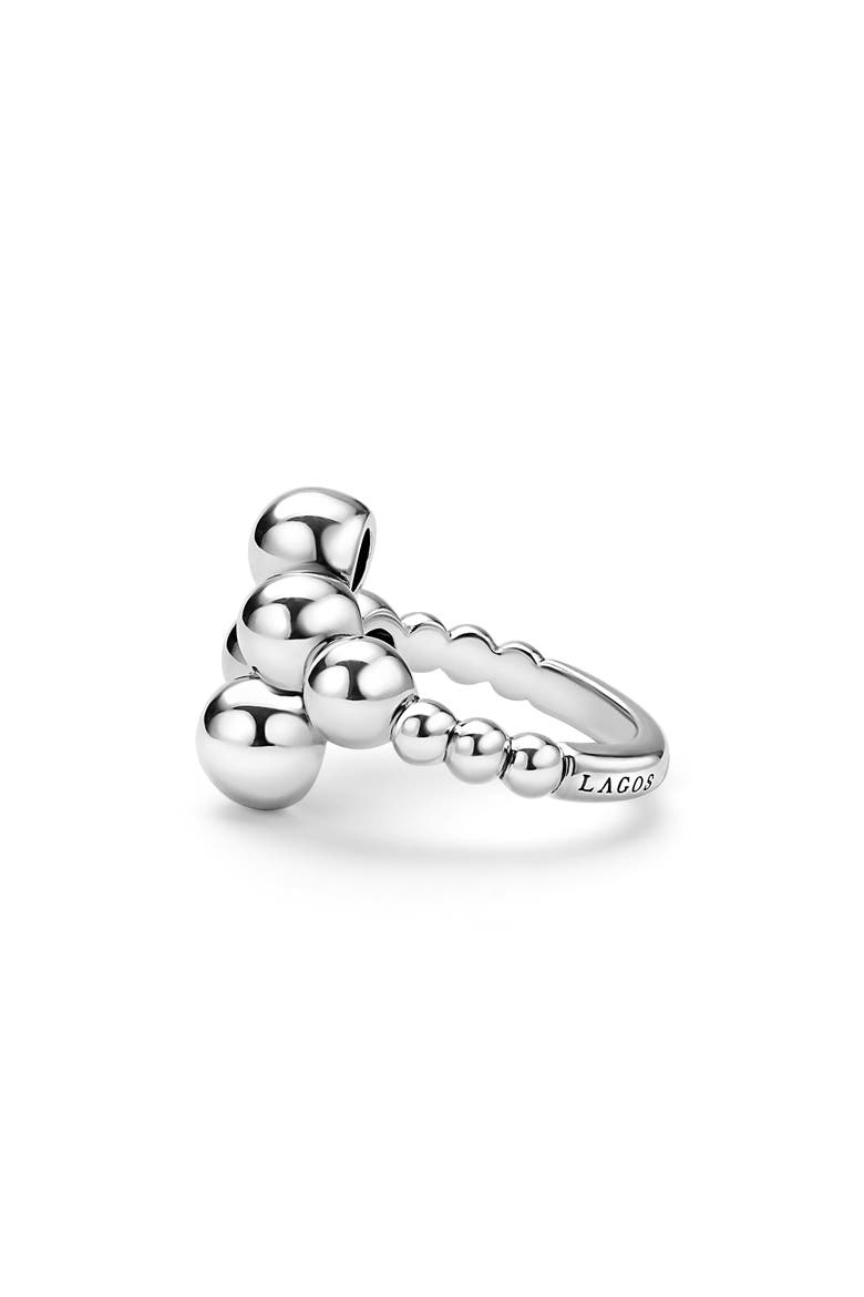 Caviar Bubbly Cross Over Ring, Alternate, color, STERLING SILVER