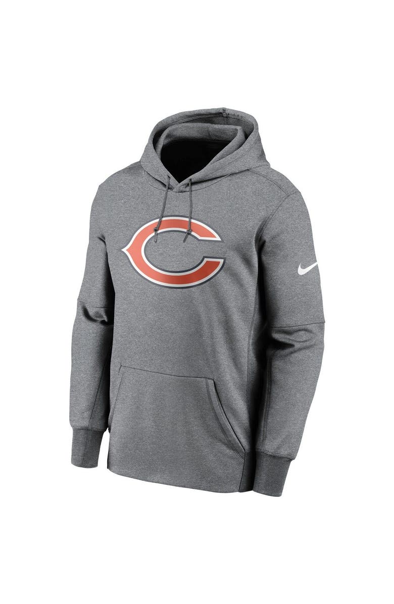Nike Men's Nike Heathered Charcoal Chicago Bears Fan Gear Primary Logo Therma Performance Pullover Hoodie, Alternate, color, 