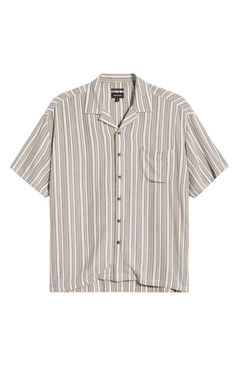 Brixton Bunker Twisted Stripe Camp Shirt, Main, color, 
