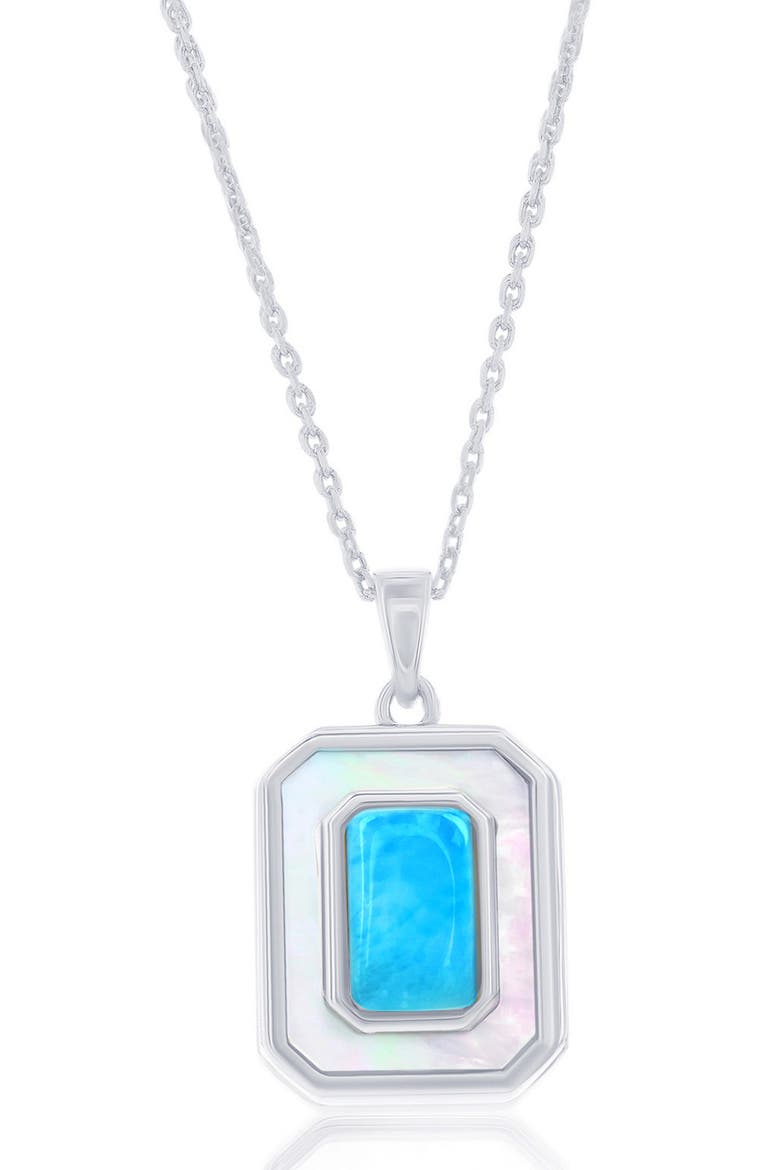 Larimar & Mother-of-Pearl Pendant Necklace, Main, color, BLUE