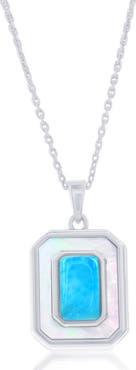 SIMONA Larimar & Mother-of-Pearl Pendant Necklace