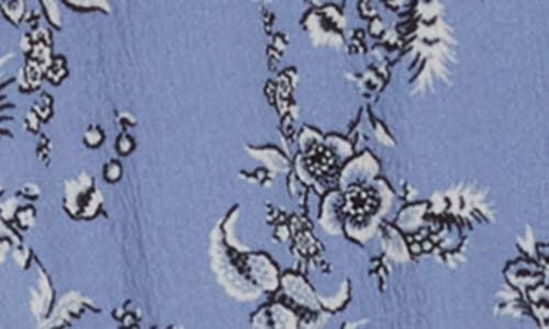 Shop Melrose And Market Flutter Sleeve Smocked Waist Midi Dress In Blue- Ivory Quinn Floral