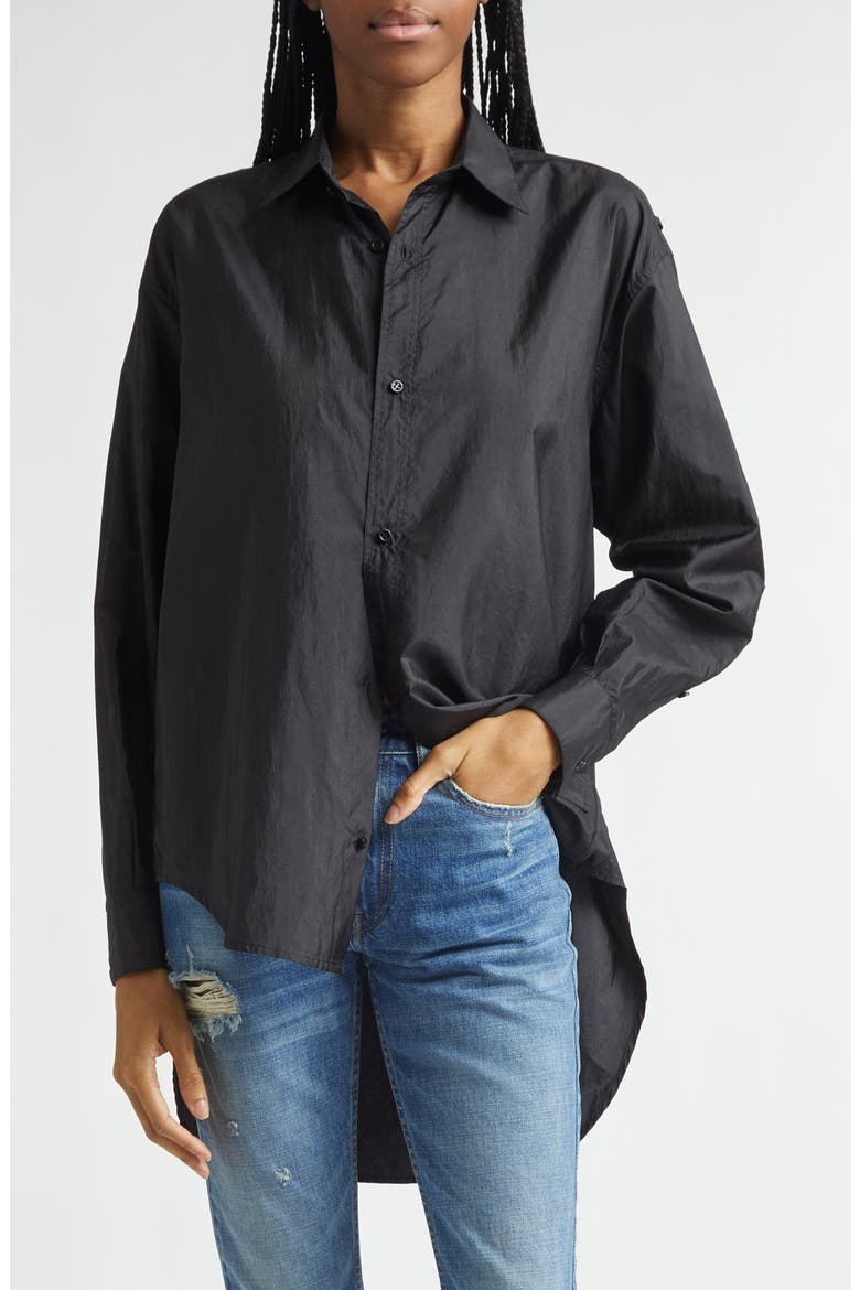 The Keegan Relaxed Boyfriend Button-Up Shirt, Main, color, BLACK
