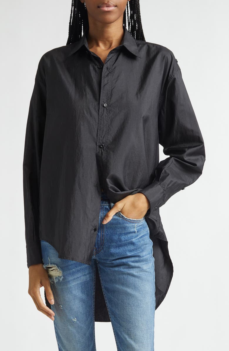 Brandon Maxwell The Keegan Relaxed Boyfriend Button-Up Shirt, Main, color, Black