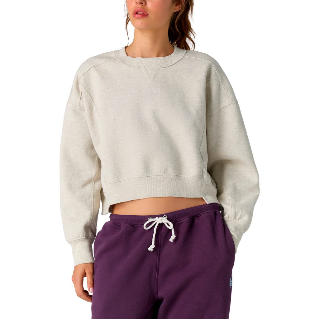 Free People Intercept Crop Sweatshirt In White Heather Grey