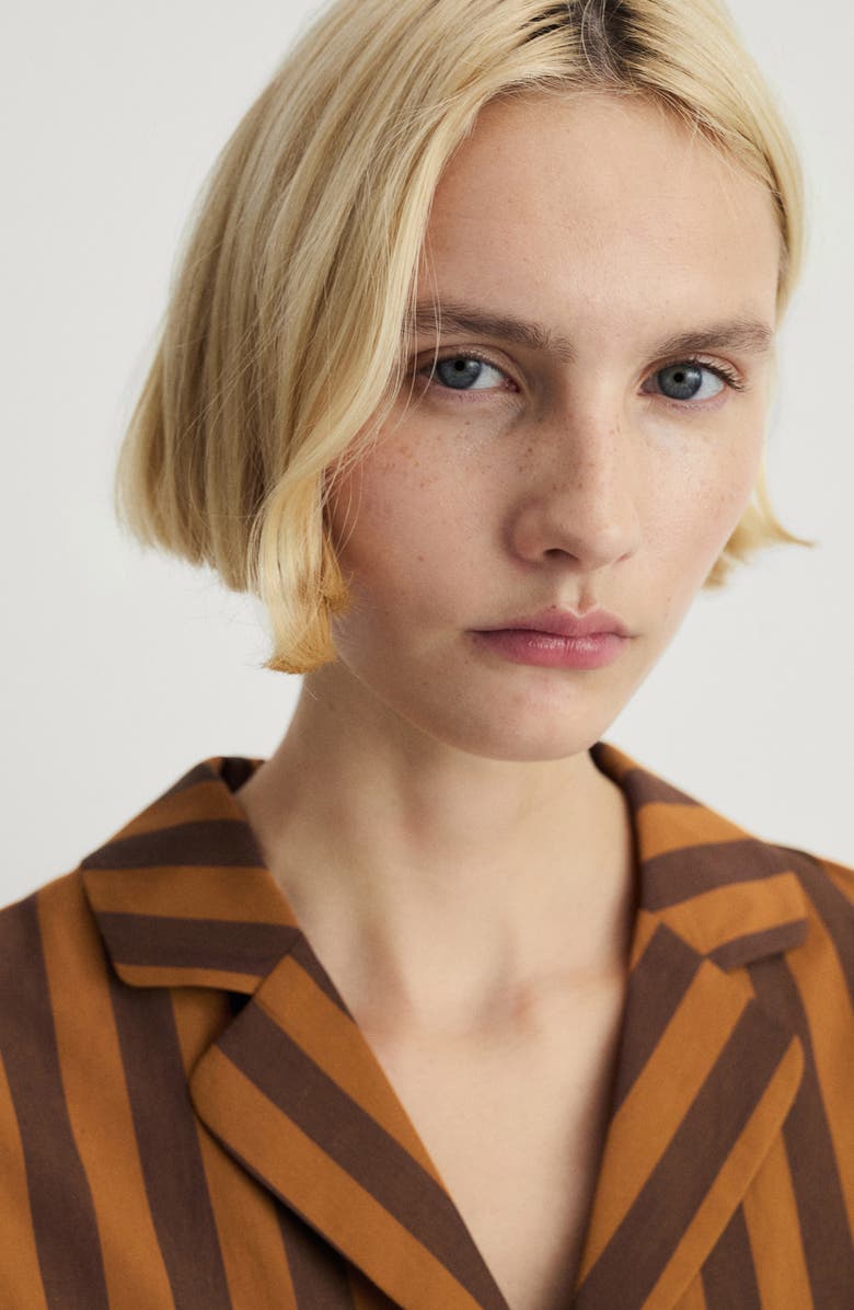 MANGO Cotton Striped Pajama Shirt, Alternate, color, 