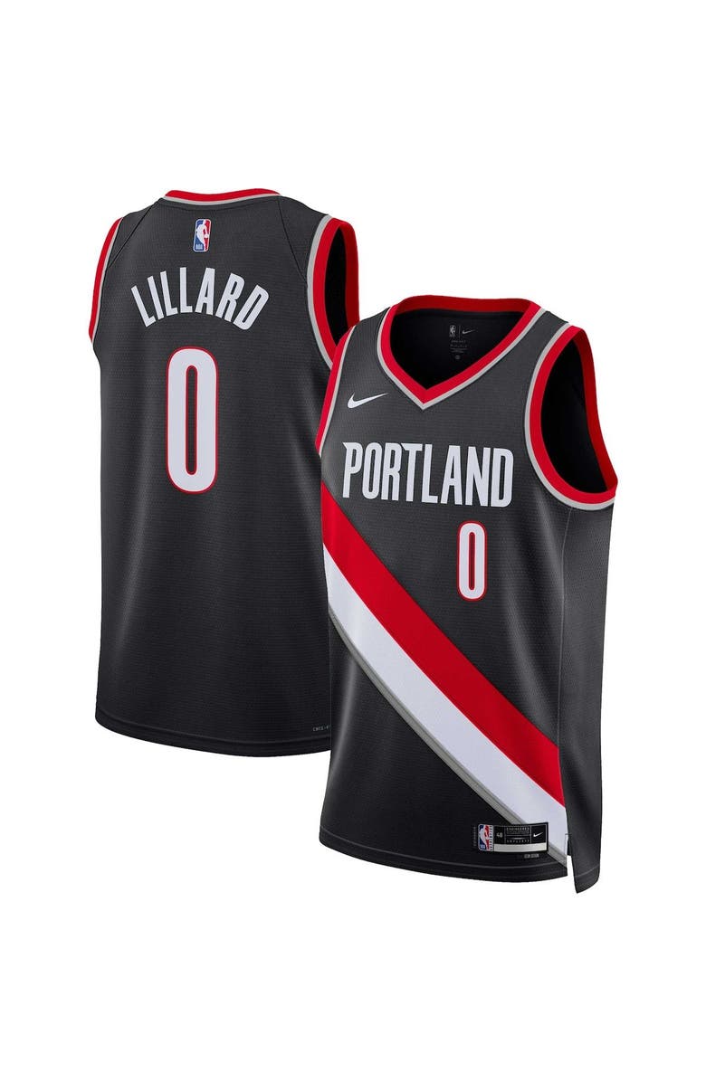 Nike Unisex Nike Damian Lillard Black Portland Trail Blazers Swingman Jersey - Icon Edition, Main, color, 