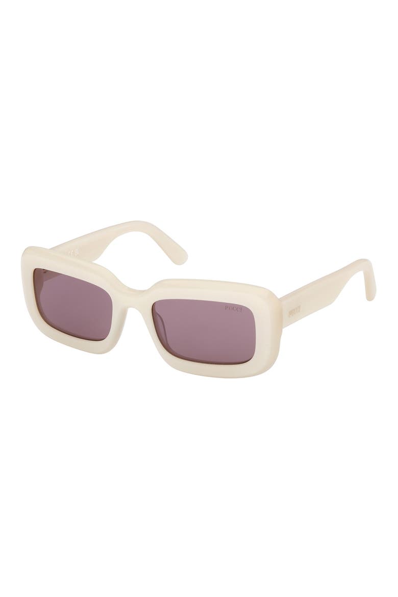 52mm Rectangular Sunglasses, Alternate, color, PEARL IVORY / LIGHT VIOLET