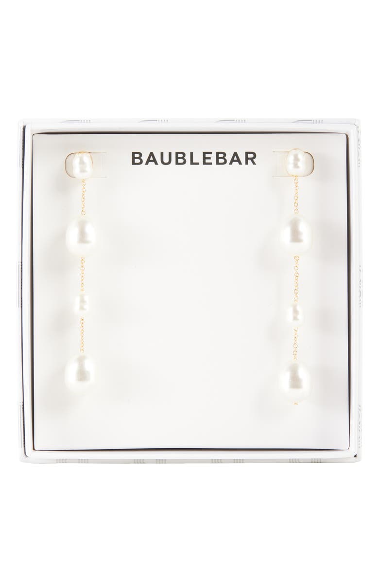 BaubleBar Pearl It Up Linear Drop Earrings, Main, color, Pearl