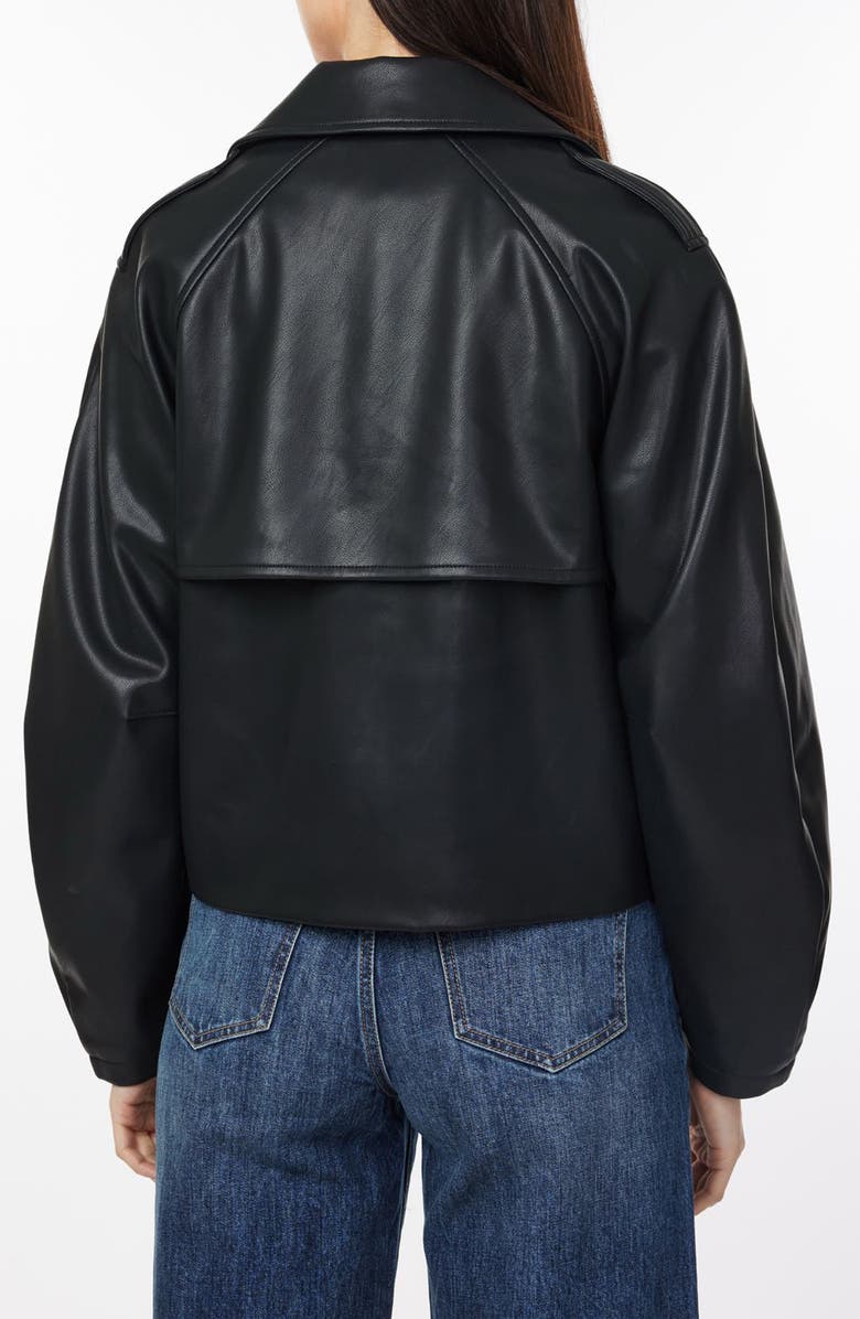Habitual Faux Leather Crop Trench Coat, Alternate, color, Black