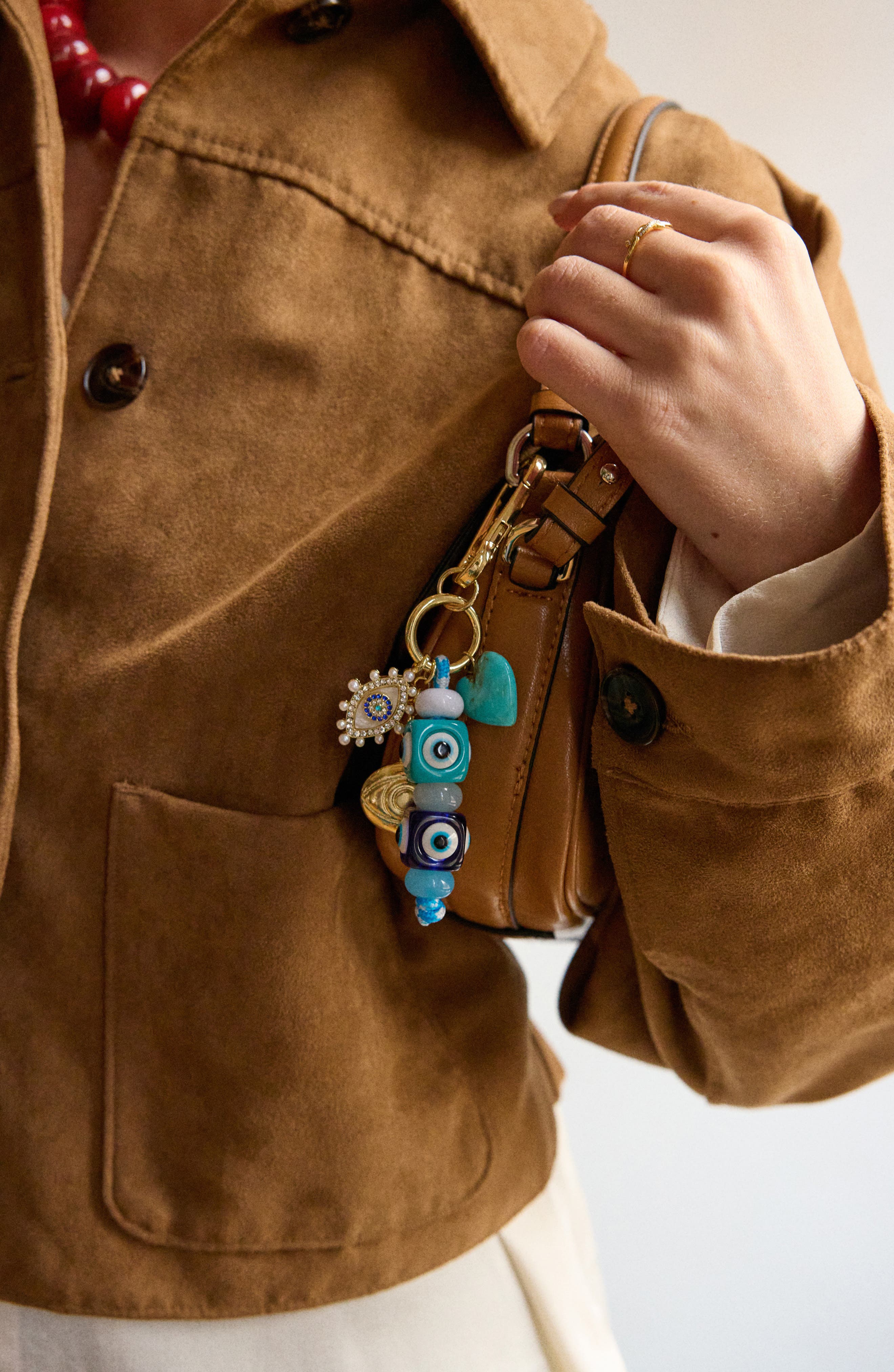 BaubleBar Evil Eye Cluster Key Ring Bag Charm, Alternate, color, 