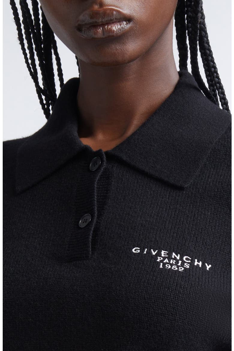 Paris 1952 Short Sleeve Wool & Cashmere Polo, Alternate, color, BLACK