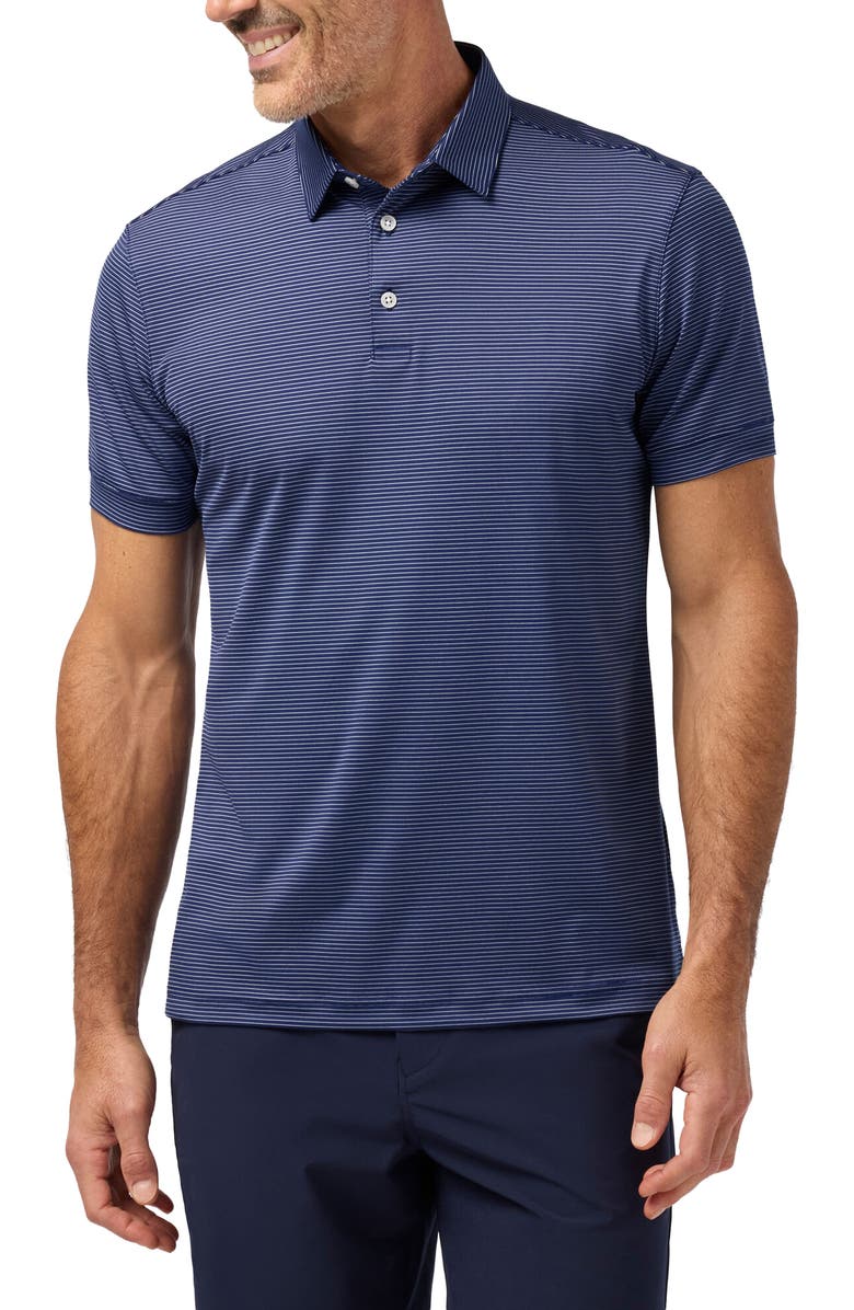 Mizzen+Main Versa Trim Fit Cobalt Balanced Stripe Polo, Main, color, Cobalt Balanced Stripe