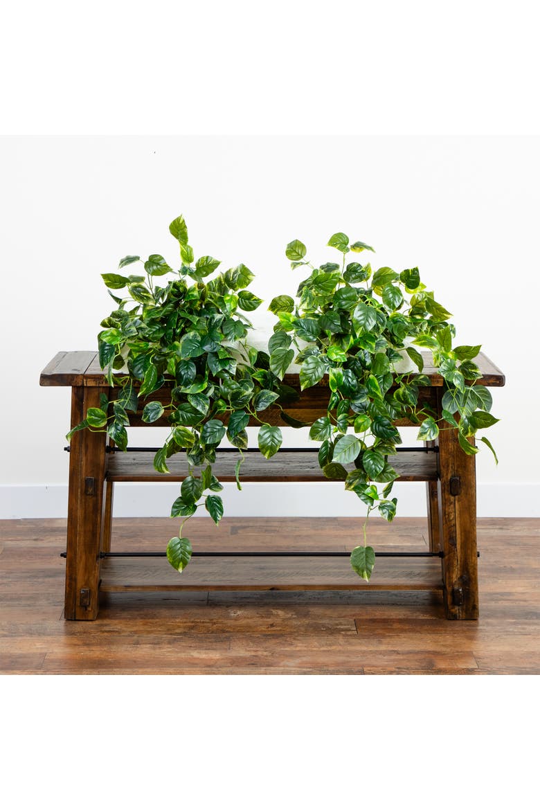 36-in UV Resistant Artificial Pothos Hanging Plant (Indoor/Outdoor) - Set of 2, Alternate, color, Green