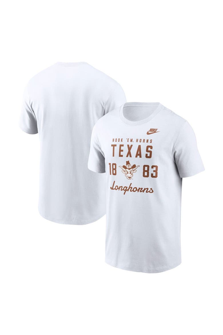 Men's Nike  White Texas Longhorns Legacy Stacked Established T-Shirt, Alternate, color, White