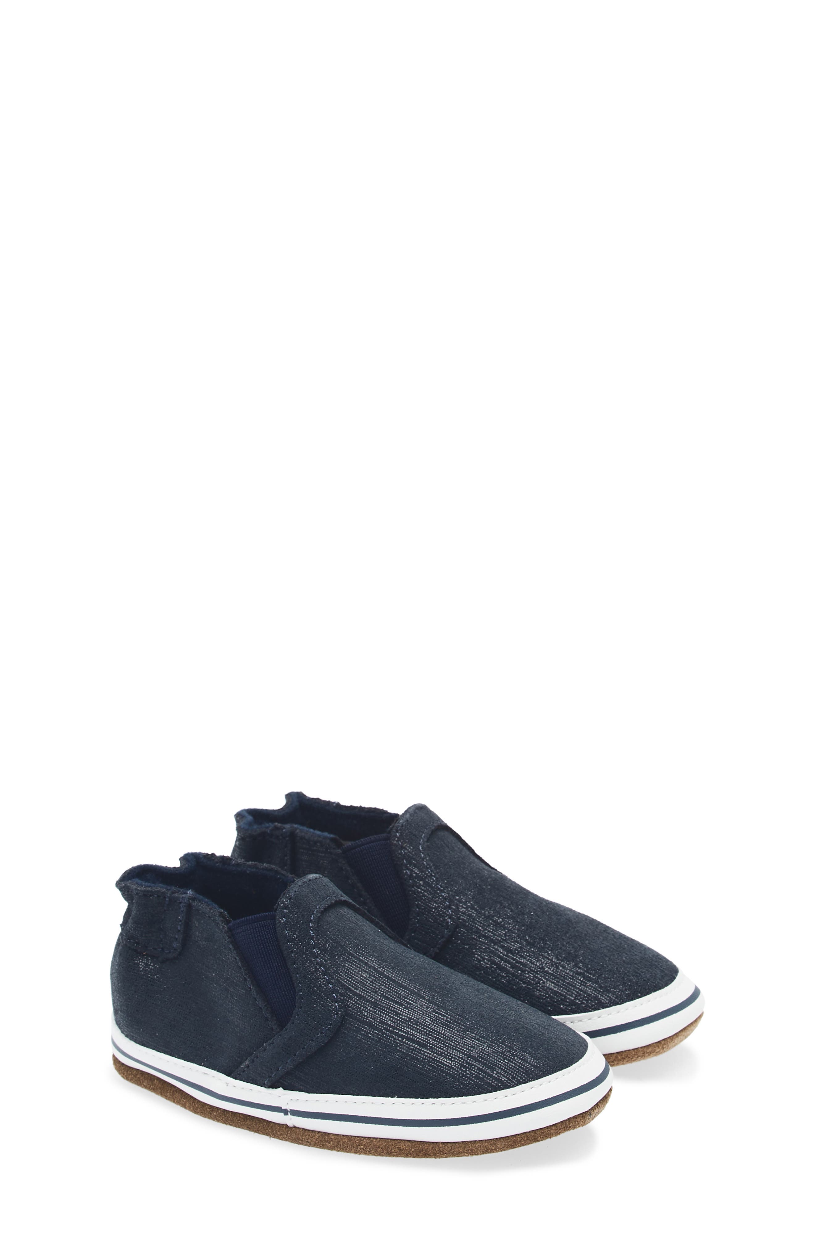 Robeez<sup>®</sup> Liam Slip-On Crib Sneaker, Main, color, Navy