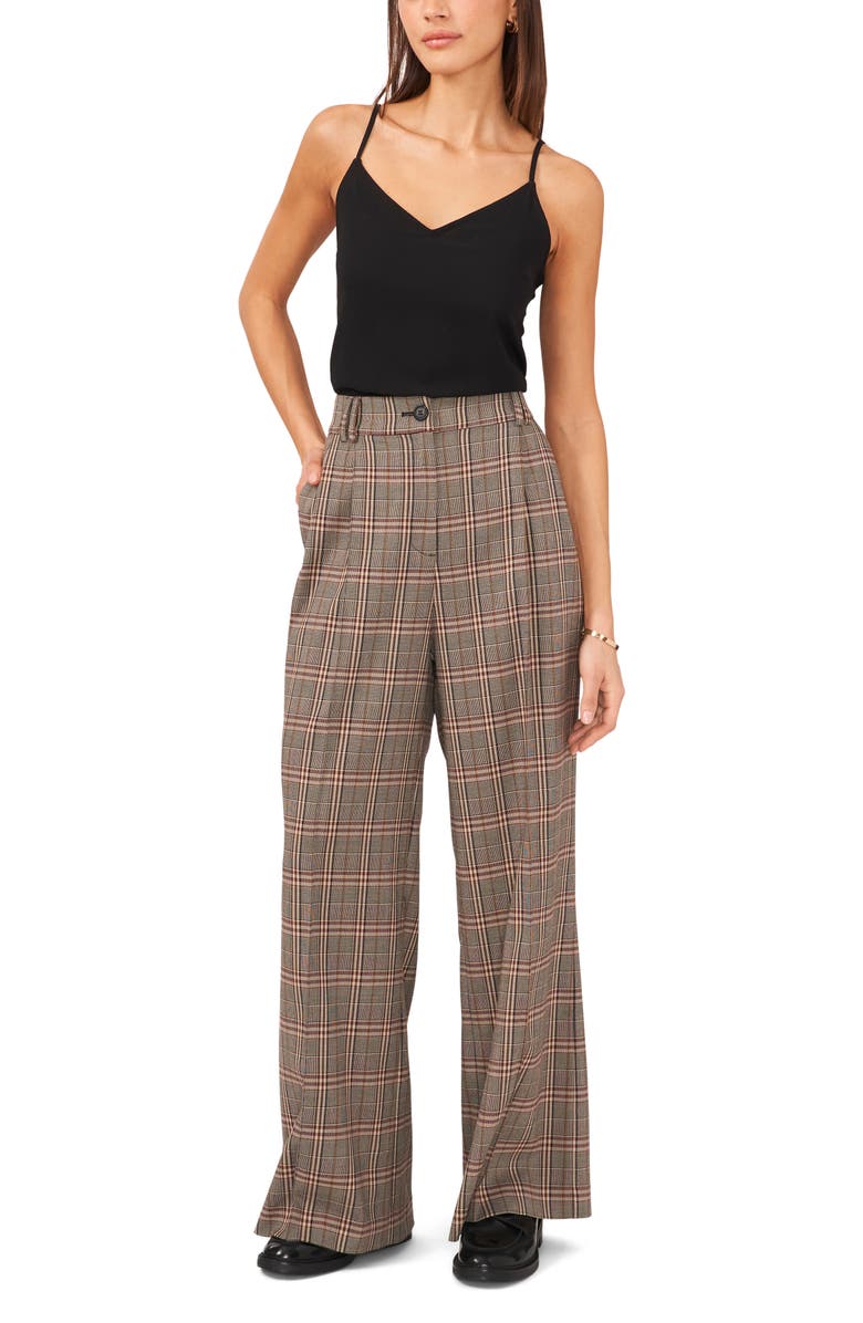 1.STATE Plaid High Waist Wide Leg Pants, Alternate, color, 