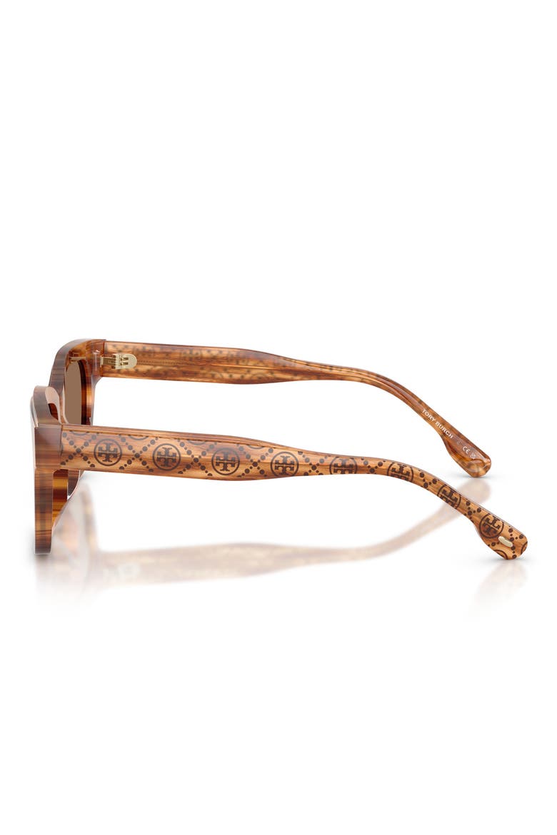 55mm Rectangular Sunglasses, Alternate, color, HONEY WOOD / DARK BROWN