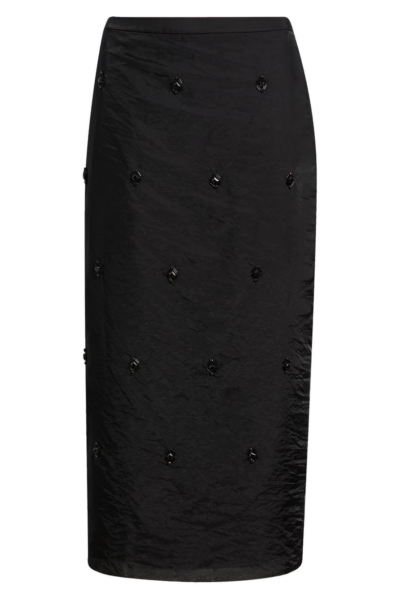 Embellished Column Midi Skirt, Alternate, color, BLACK