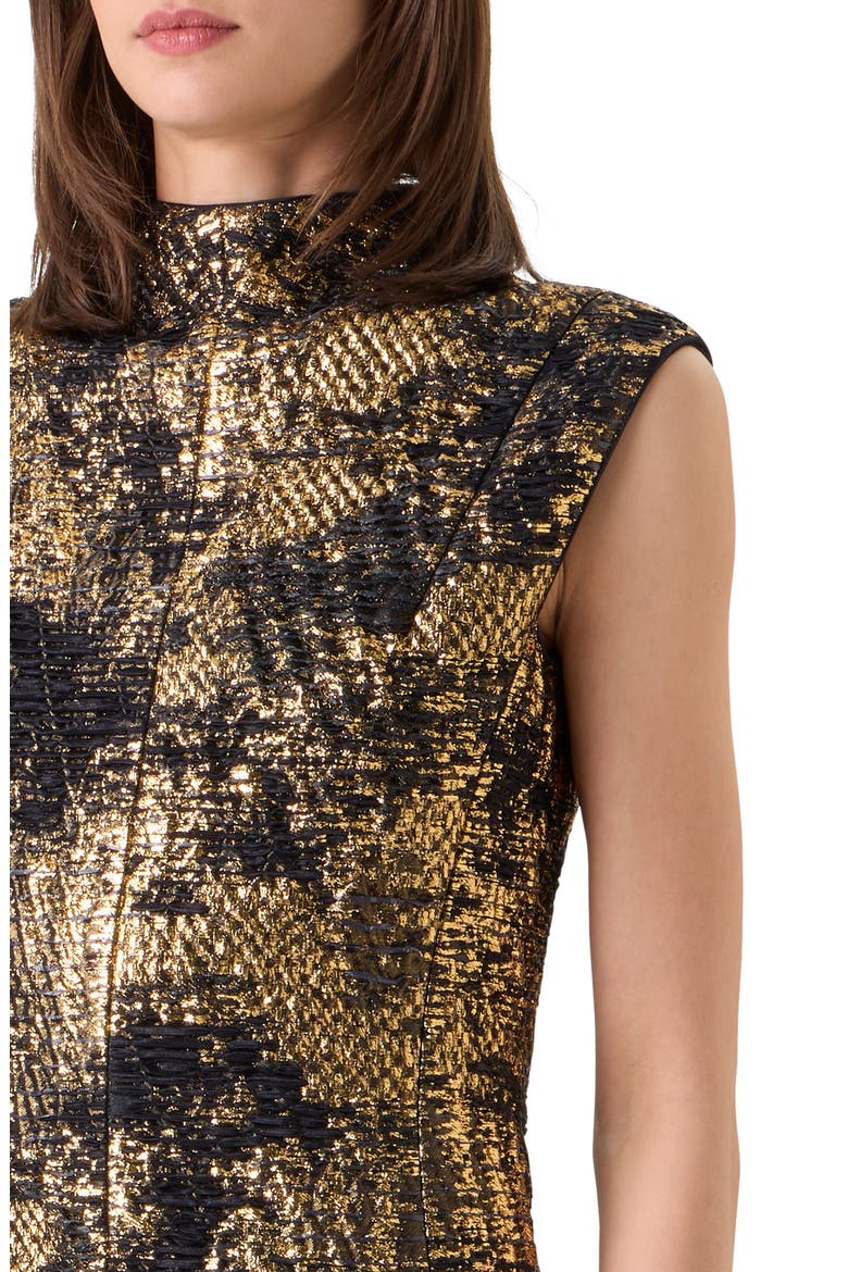 Fragmented Techno Lamé Jacquard Dress, Alternate, color, GOLD-BLACK