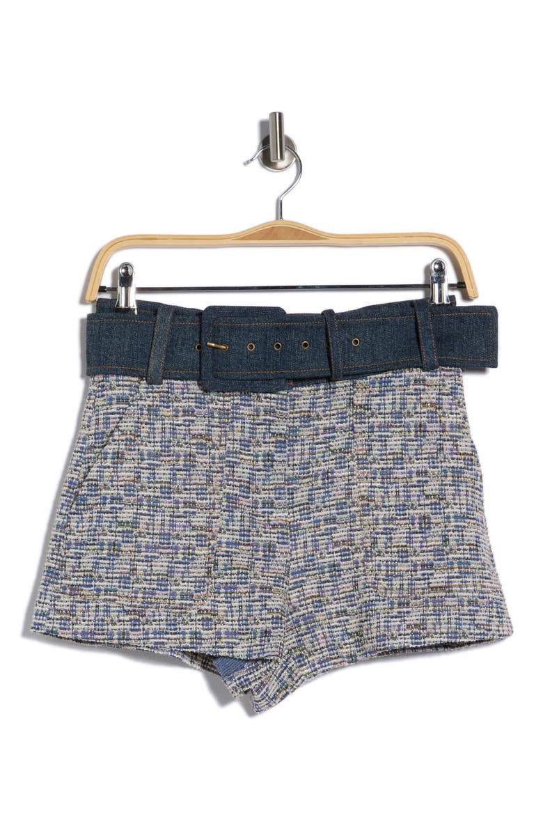 Kasey Denim & Tweed Minishorts, Alternate, color, INDIGO TWEED