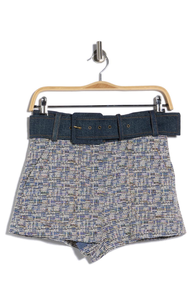 Ramy Brook Kasey Denim & Tweed Minishorts, Main, color, Indigo Tweed