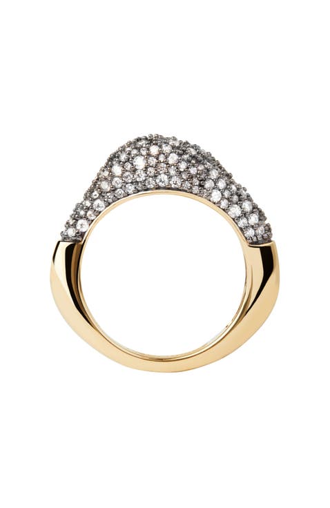 【SALE】PDPAOLA◆18k x ダイアモンド オーバルスタンプリング◆ 18K yellow gold eternity ring with three bands of lab-grown