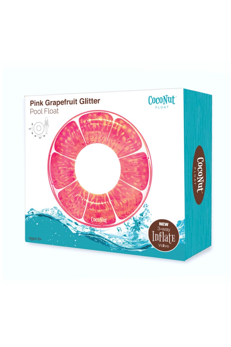 Pink Grapefruit Glitter 42" Pool Float Ring, Inflatable, Antileak, Durable, Alternate, color, Pink