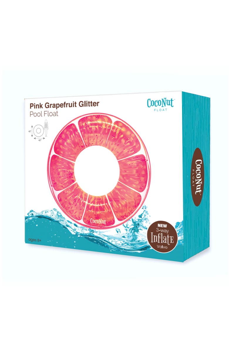 Coconut Float Pink Grapefruit Glitter 42" Pool Float Ring, Inflatable, Antileak, Durable, Alternate, color, Pink
