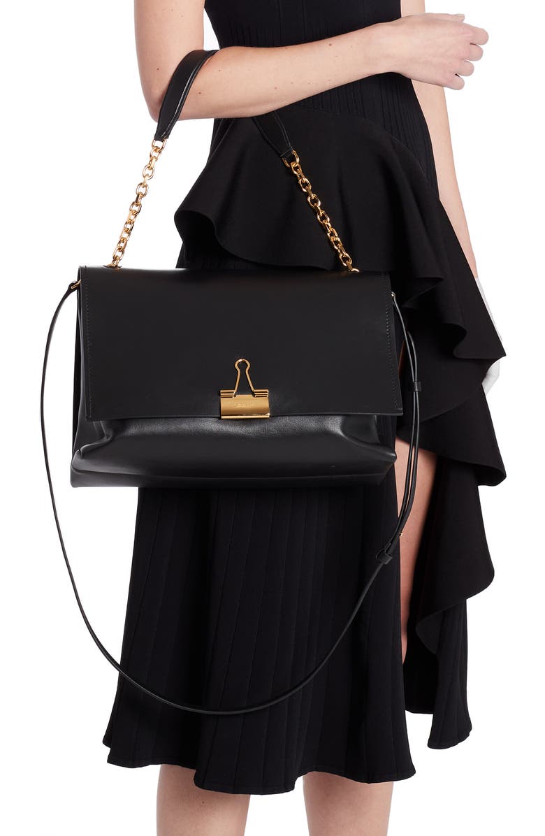 Off-White Medium Binder Clip Leather Shoulder Bag, Alternate, color,