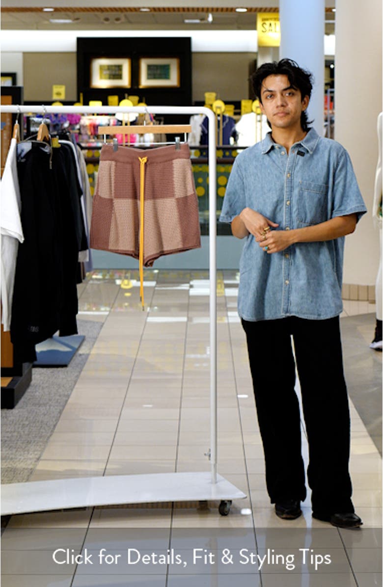 Checker Patchwork Mesh Knit Shorts, sales video thumbnail