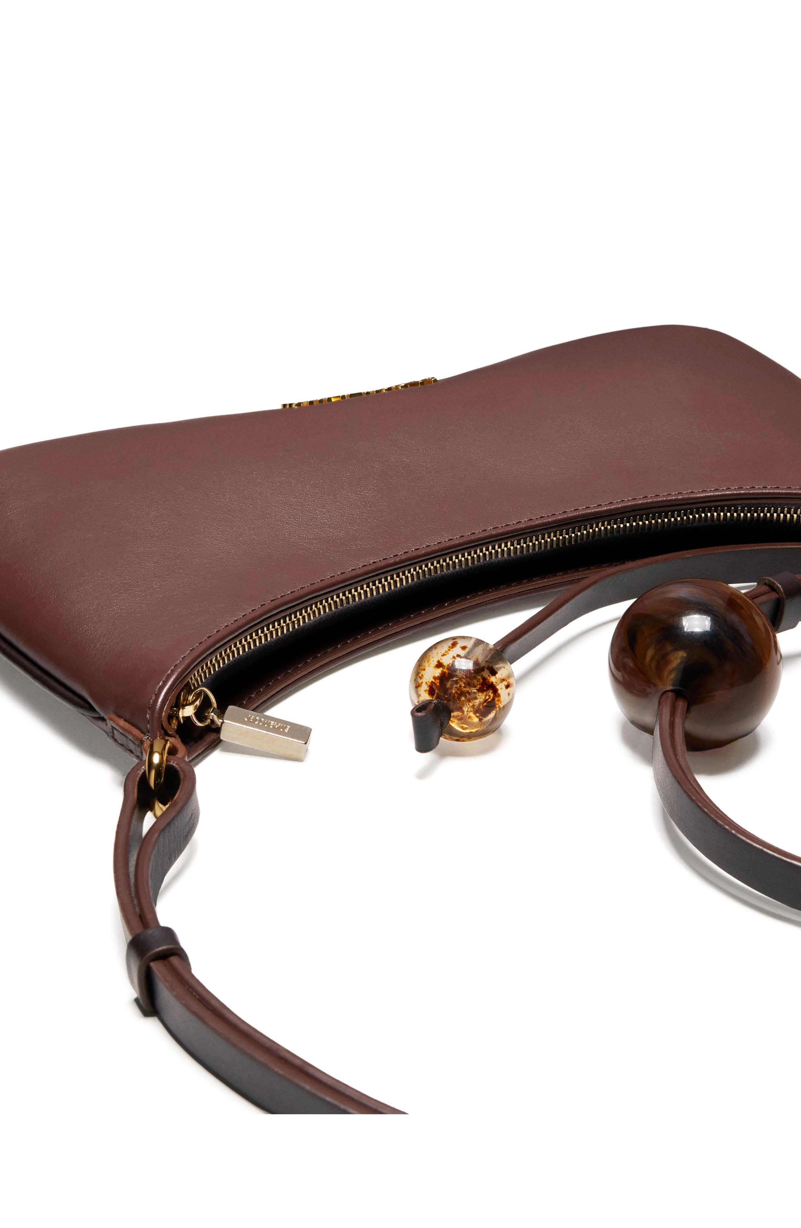 Jacquemus Le Bisou Leather Shoulder Bag, Alternate, color, 855 Medium Brown