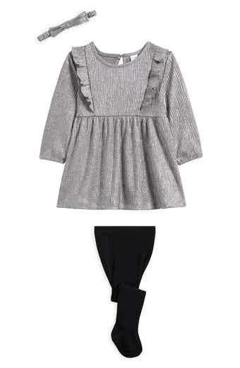 Metallic Dress, Tights & Headband Set