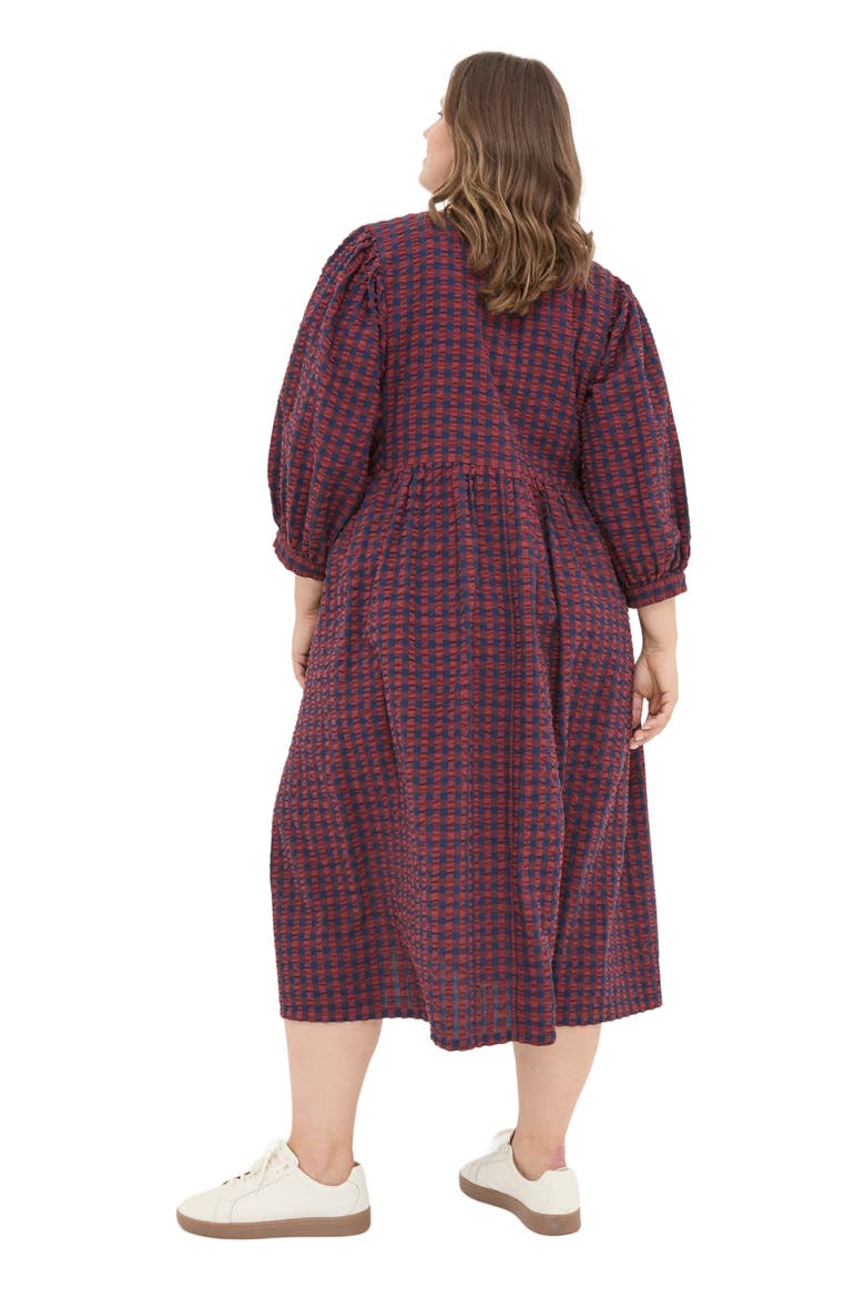 Women's Plus Size Ceil Gingham Midi Dress, Alternate, color, Dark Red