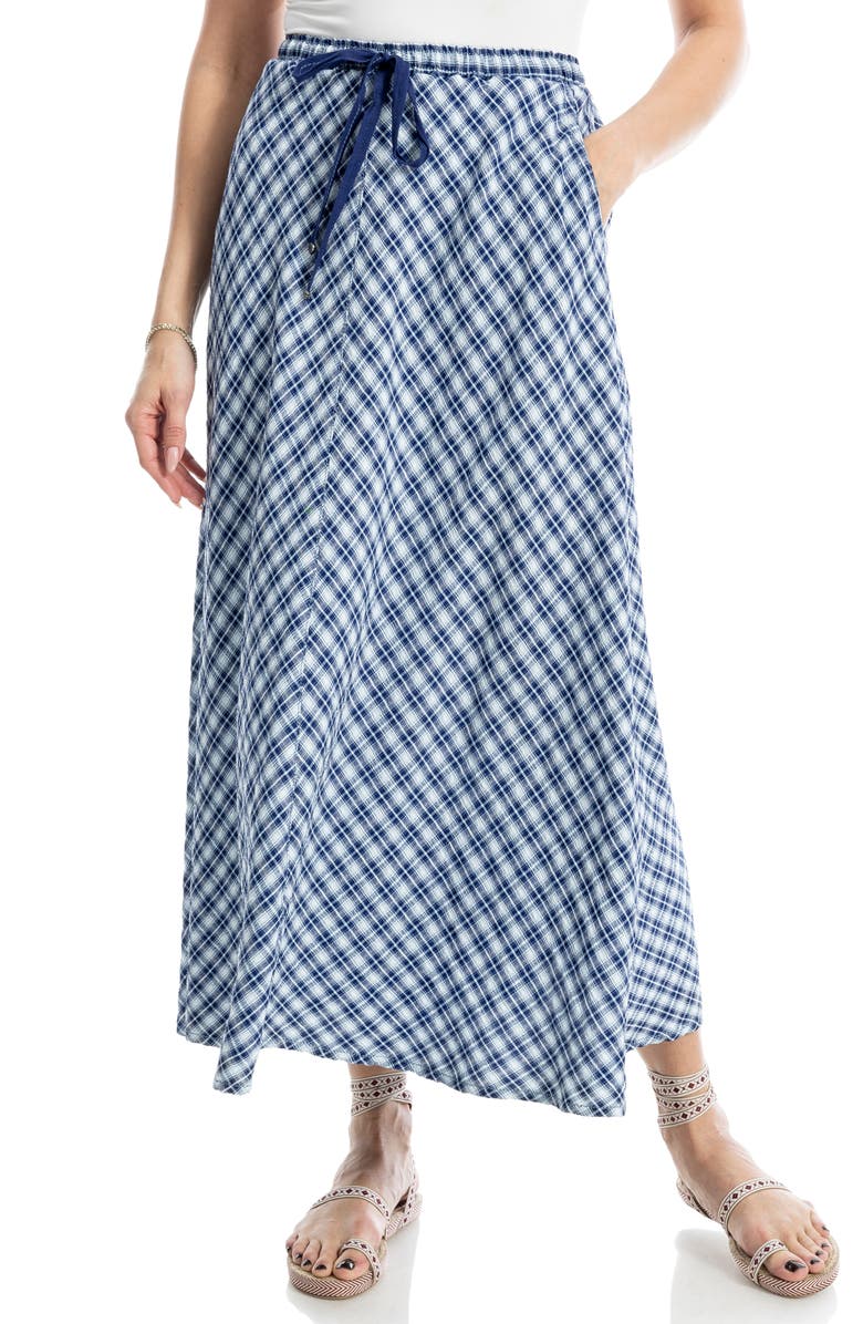 MAX STUDIO Plaid Drawstring Pull-On Maxi Skirt, Main, color, 